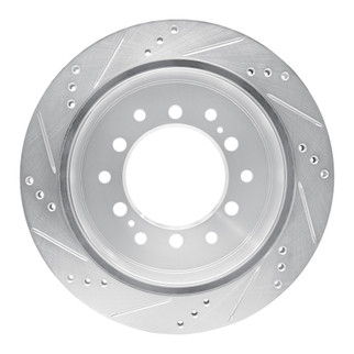 R1 10-24 Lexus GX460 Rear Right Drilled & Slotted Silver Brake Rotor