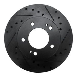 R1 83-89 Chrysler Conquest Front Right Drilled & Slotted Black Brake Rotor