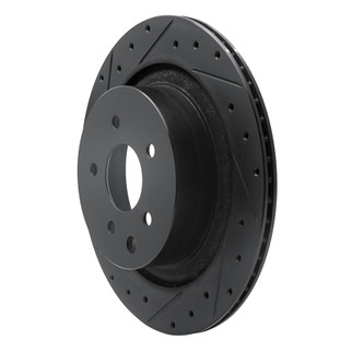 R1 07-15 Infiniti Q60 Rear Left Drilled & Slotted Black Brake Rotor