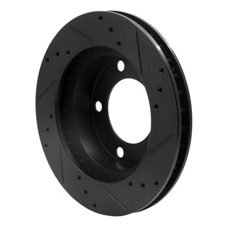 R1 76-93 Ford F-150 4WD Front Left Drilled & Slotted Black Brake Rotor