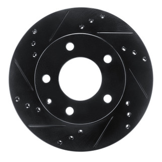 R1 92-93 Mazda MPV Front Left Drilled & Slotted Black Brake Rotor