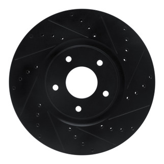 R1 07-17 Nissan Sentra Front Right Drilled & Slotted Black Brake Rotor