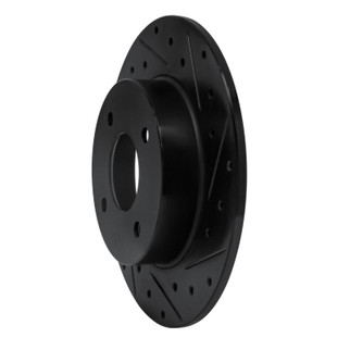 R1 04-06 Nissan Sentra Rear Right Drilled & Slotted Black Brake Rotor