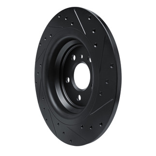 R1 12-18 Mercedes-Benz GLE300D Rear Left Drilled & Slotted Black Brake Rotor