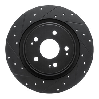 R1 17-20 Acura MDX Rear Left Drilled & Slotted Black Brake Rotor