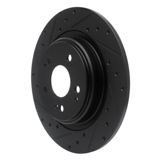 R1 17-20 Acura MDX Rear Left Drilled & Slotted Black Brake Rotor