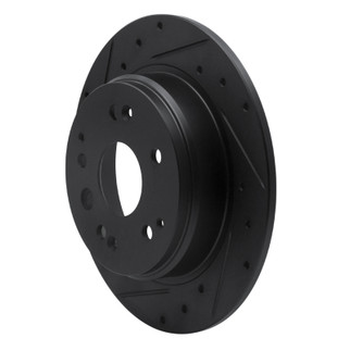 R1 99-11 Acura TL Rear Left Drilled & Slotted Black Brake Rotor
