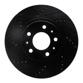 R1 03-07 Cadillac CTS Front Left Drilled & Slotted Black Brake Rotor