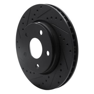 R1 07-18 Jeep Wrangler Front Left Drilled & Slotted Black Brake Rotor