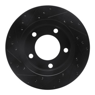 R1 76-86 Jeep CJ5 Front Right Drilled & Slotted Black Brake Rotor