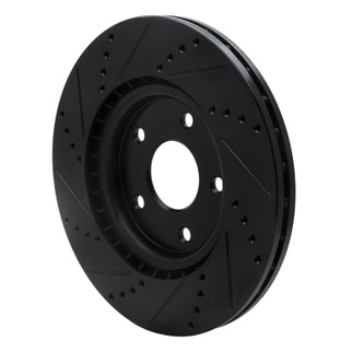 R1 12-25 Chrysler Voyager Front Right Drilled & Slotted Black Brake Rotor