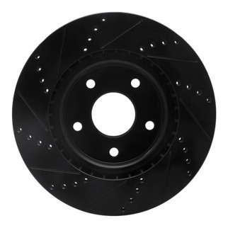 R1 12-25 Chrysler Voyager Front Right Drilled & Slotted Black Brake Rotor