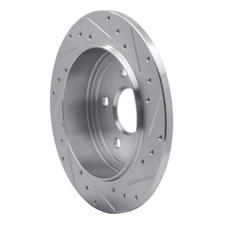 R1 05-10 Jeep Commander Rear Left Drilled & Slotted Silver Brake Rotor