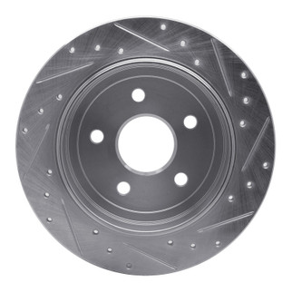 R1 05-10 Jeep Commander Rear Left Drilled & Slotted Silver Brake Rotor