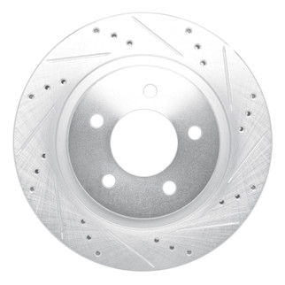 R1 98-04 Chrysler 300M Front Right Drilled & Slotted Silver Brake Rotor