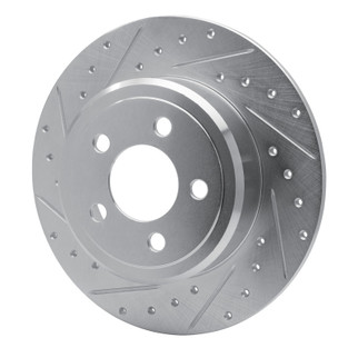 R1 05-23 Chrysler 300 Rear Left Drilled & Slotted Silver Brake Rotor