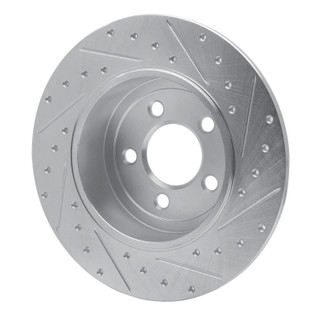 R1 05-23 Chrysler 300 Rear Left Drilled & Slotted Silver Brake Rotor