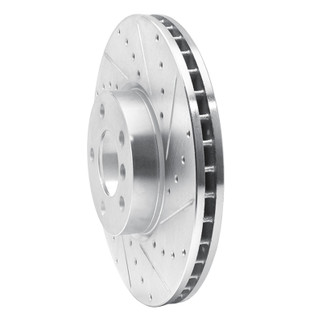 R1 07-19 BMW X5 Front Right Drilled & Slotted Silver Brake Rotor