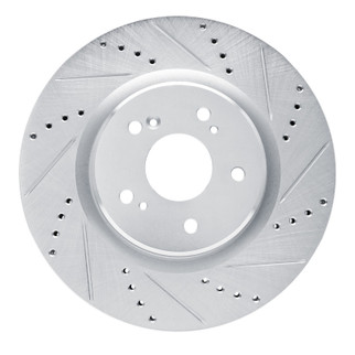 R1 2019-2025 Acura RDX Front Right Drilled & Slotted Silver Brake Rotor