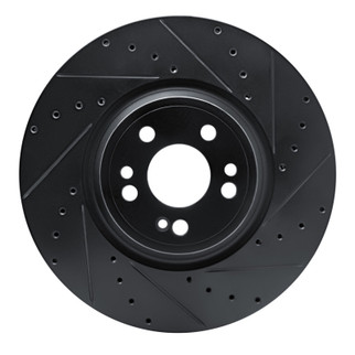 R1 2020-2025 Mercedes-Benz GLE350 Front Right Drilled & Slotted Black Brake Rotor