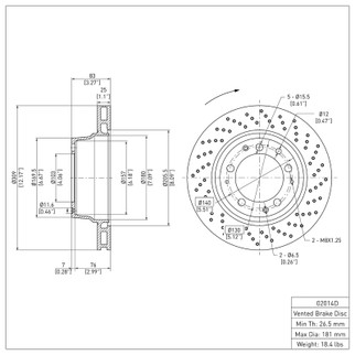 DFC 78-89 Porsche 930 Right Rear Drilled Brake Rotor
