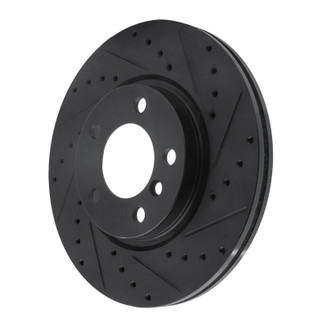R1 11-16 Mini Cooper Paceman Front Right Drilled & Slotted Black Brake Rotor
