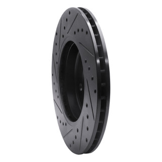 R1 07-15 Mini Cooper (Excl Clubman) Front Right Drilled & Slotted Black Brake Rotor
