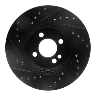 R1 07-15 Mini Cooper (Excl Clubman) Front Right Drilled & Slotted Black Brake Rotor