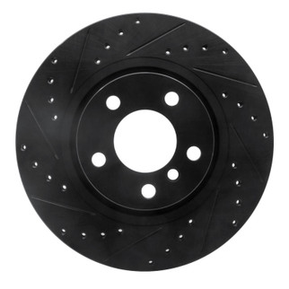 R1 11-18 BMW X4 Rear Left Drilled & Slotted Black Brake Rotor
