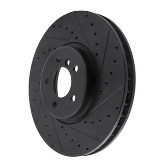 R1 08-19 BMW X5 Front Right Drilled & Slotted Black Brake Rotor