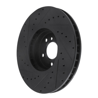 R1 08-19 BMW X5 Front Right Drilled & Slotted Black Brake Rotor