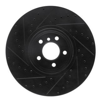 R1 08-19 BMW X5 Front Right Drilled & Slotted Black Brake Rotor