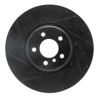 R1 08-19 BMW X5 Front Left Drilled & Slotted Black Brake Rotor