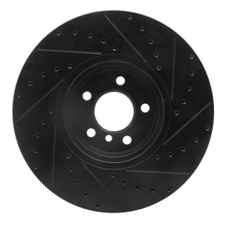 R1 08-19 BMW X5 Front Left Drilled & Slotted Black Brake Rotor