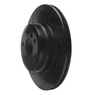 R1 07-19 BMW X6 Rear Left Drilled & Slotted Black Brake Rotor