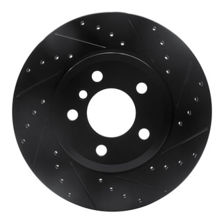 R1 04-10 BMW X3 Front Right Drilled & Slotted Black Brake Rotor
