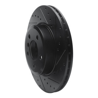 R1 04-10 BMW X3 Front Right Drilled & Slotted Black Brake Rotor