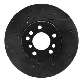 R1 00-06 BMW X5 Front Left Drilled & Slotted Black Brake Rotor