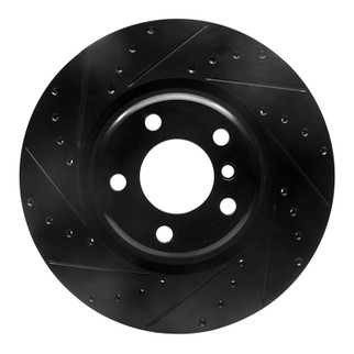 R1 12-20 BMW M240I Coupe & Convertible Rear Left Drilled & Slotted Black Brake Rotor