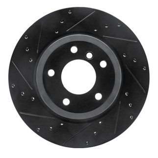 R1 11-16 BMW Z4 Rear Left Drilled & Slotted Black Brake Rotor