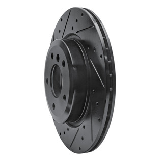 R1 11-16 BMW Z4 Rear Left Drilled & Slotted Black Brake Rotor