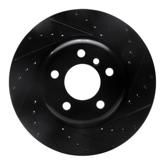 R1 11-16 BMW 528I xDrive Front Right Drilled & Slotted Black Brake Rotor