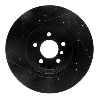 R1 11-16 BMW 528I xDrive Front Right Drilled & Slotted Black Brake Rotor