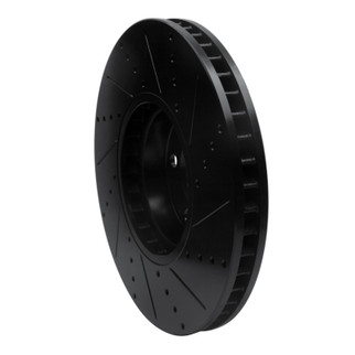 R1 10-18 BMW 535I GT Right Front Drilled & Slotted Black Brake Rotor