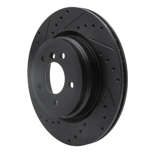 R1 06-15 BMW 335XI Rear Left Drilled & Slotted Black Brake Rotor