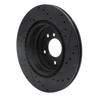 R1 06-15 BMW 335XI Rear Left Drilled & Slotted Black Brake Rotor