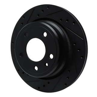 R1 88-94 BMW 750IL Rear Left Drilled & Slotted Black Brake Rotor