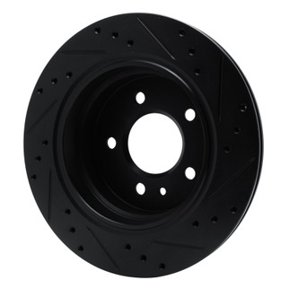 R1 88-94 BMW 750IL Rear Left Drilled & Slotted Black Brake Rotor