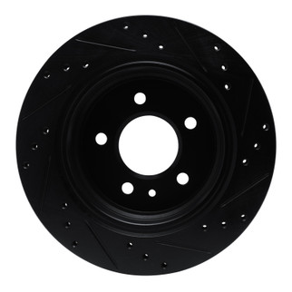 R1 88-94 BMW 750IL Rear Left Drilled & Slotted Black Brake Rotor