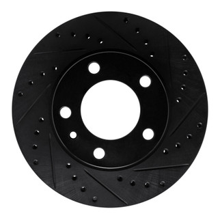 R1 82-89 BMW 635CSI Front Right Drilled & Slotted Black Brake Rotor